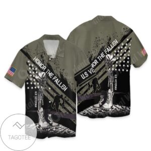 4th Of July Independence Day Memorial Day Veteran Honor The Fallen Graphic Print Short Sleeve Hawaiian Casual Shirt Vesles2014S