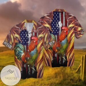 4th Of July Independence Day Rooster For Men And Women Graphic Print Short Sleeve Hawaiian Casual Shirt Vesles2014S