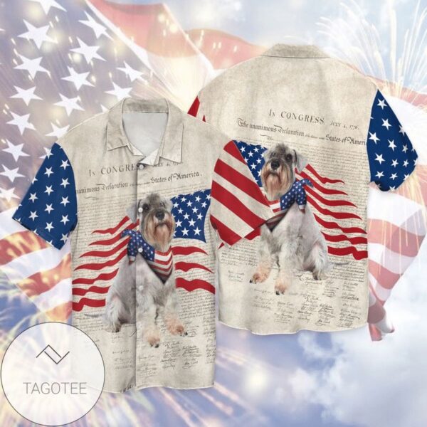 4th Of July Independence Day Schnauzer Patriotic Schnauzer American Flag Gift For Men And Women Graphic Print Short Sleeve Hawaiian Casual Shirt Vesles2014S 1