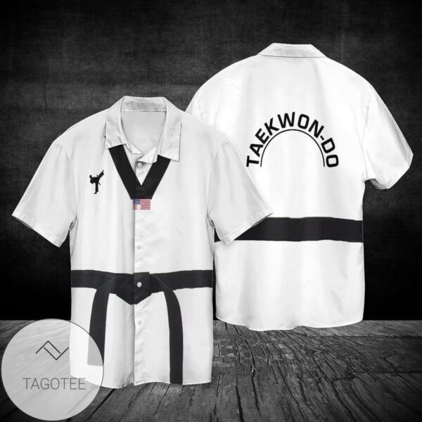4th Of July Independence Day Taekwondo Black Belt For Men And Women Graphic Print Short Sleeve Hawaiian Casual Shirt Vesles2014S 1