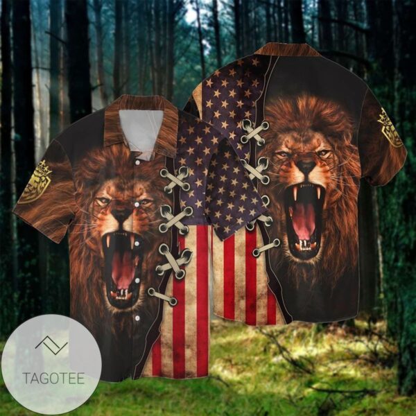 4th Of July Independence Day The king Lion For Men And Women Graphic Print Short Sleeve Hawaiian Casual Shirt Vesles2014S 1