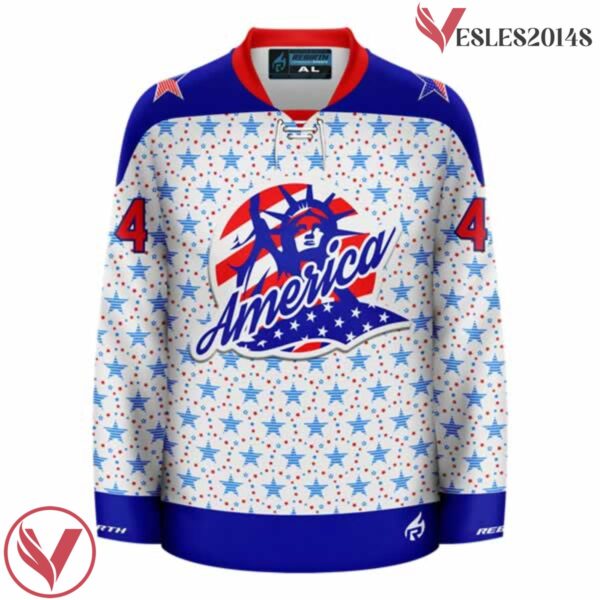 4th of July Statue of Liberty Ugly Sweater Holiday Hockey Jersey - Vesles2014S 2