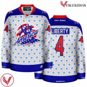 4th of July Statue of Liberty Ugly Sweater Holiday Hockey Jersey - Vesles2014S