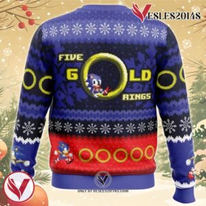 5 Gold Rings Sonic the Hedgehog Ugly Christmas Sweater, Unique Christmas Gift For Fans - Vesles2014S 1