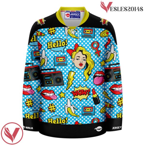 80's Retro Pattern Pop Culture Hockey Jersey - Vesles2014S 2