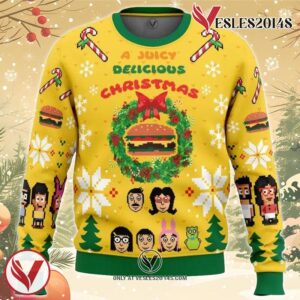 A Juicy Delicious Christmas Bob’s Burgers Ugly Christmas Sweater, Unique Christmas Gift For Fans - Vesles2014S