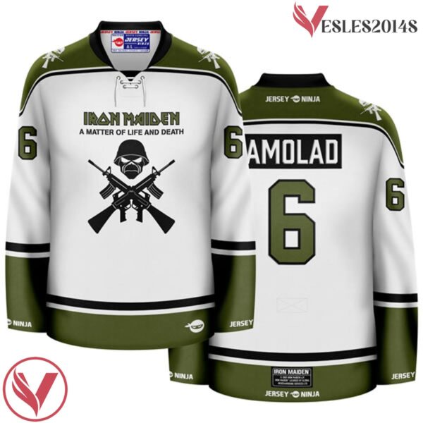 A Matter of Life and Death Iron Maiden White Hockey Jersey - Vesles2014S