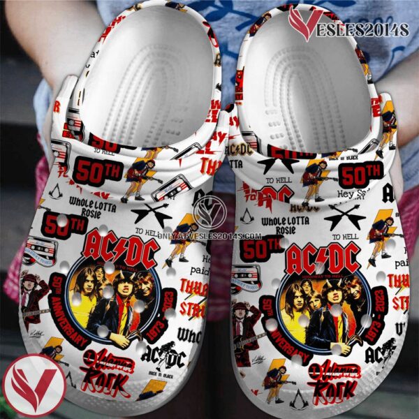 ACDC 50th anniversary Band Music Crocs Crocband Clogs Shoes, Unique Gifts For Fans - Vesles2014S