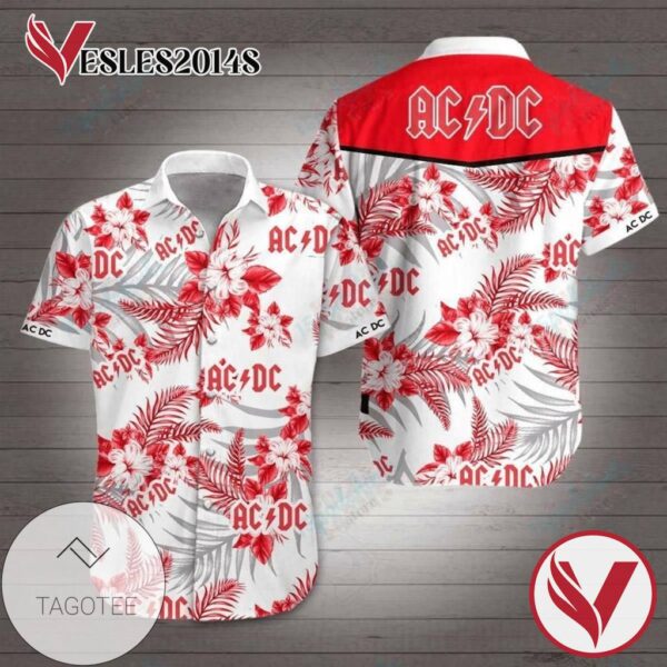ACDC Rock Band Graphic Print Short Sleeve Hawaiian Casual Shirt Vesles2014S