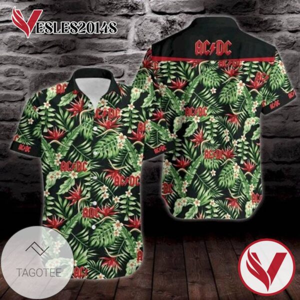 ACDC Rock Band II Graphic Print Short Sleeve Hawaiian Casual Shirt Vesles2014S 1