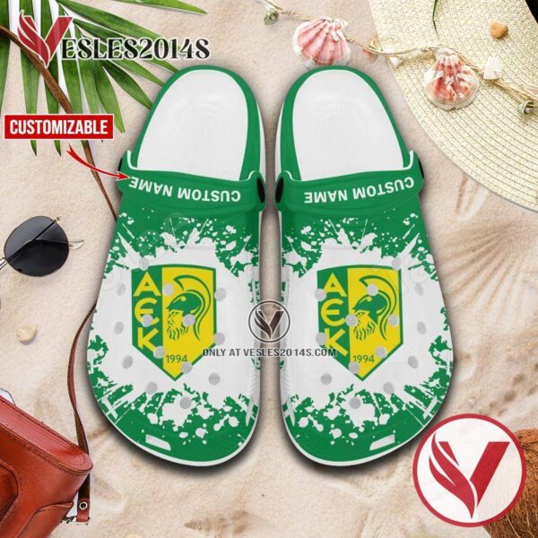 AEK Larnaca Logo Custom Crocs Clogs, Unique Footwear For Fans 1