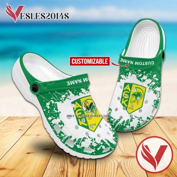 AEK Larnaca Logo Custom Crocs Clogs, Unique Footwear For Fans