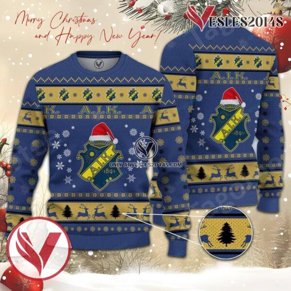 AIK Fotboll Sport Ugly Christmas Sweater, Unique Gifts For Fans - Vesles2014aS 1