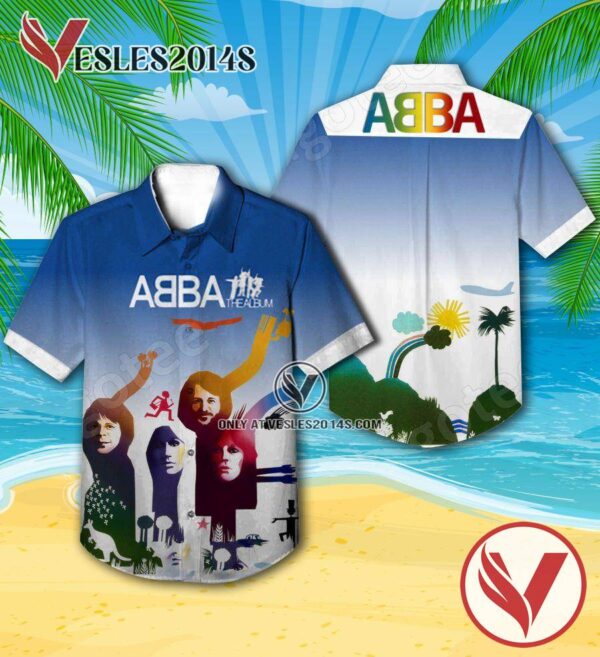 Abba The Album Cover Blue Hawaiian Shirt, Unique Gifts For Music Lovers - Vesles2014S