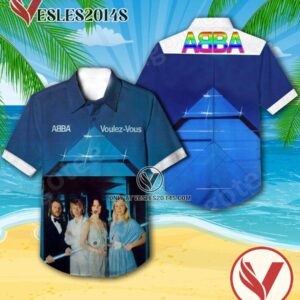 Abba Voulez-vous Album Cover Blue Hawaiian Shirt, Unique Gifts For Music Lovers - Vesles2014S
