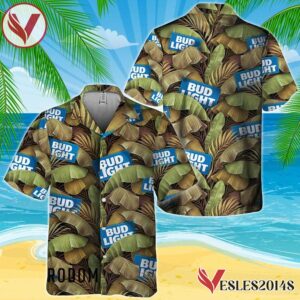 Abstract Banana Leaves Bud Light Hawaiian Shirt, Best Summer Gifts For Fans - Vesles2014S