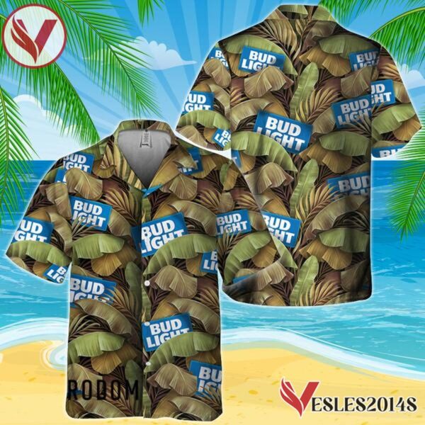Abstract Banana Leaves Bud Light Hawaiian Shirt, Best Summer Gifts For Fans - Vesles2014S