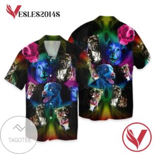 Abstract Pitbull For Men And Women Graphic Print Short Sleeve Hawaiian Casual Shirt Vesles2014S