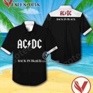 Ac Dc Back In Black Album Cover Hawaiian Shirt, Unique Gifts For Music Lovers - Vesles2014S