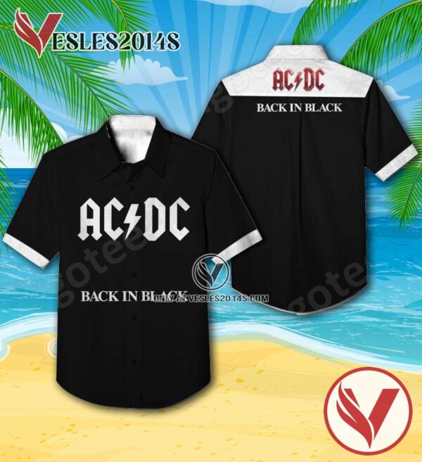 Ac Dc Back In Black Album Cover Hawaiian Shirt, Unique Gifts For Music Lovers - Vesles2014S