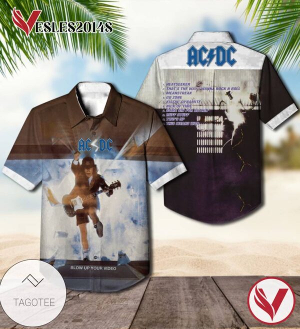 Ac Dc Blow Up Your Video Album Cover Hawaiian Shirt, Best Gift For Music Lovers Vesles2014S