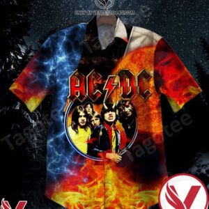 Ac Dc Fire And Lightning Hawaiian Shirt, Unique Gifts For Friends - Vesles2014S 1