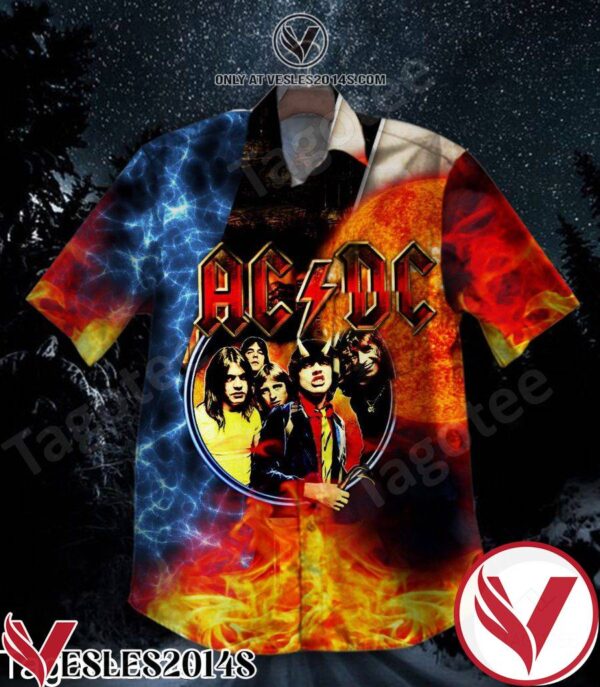 Ac Dc Fire And Lightning Hawaiian Shirt, Unique Gifts For Friends - Vesles2014S 1