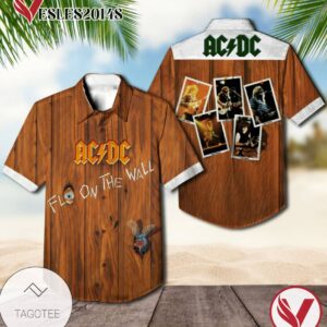 Ac Dc Fly On The Wall Album Cover Hawaiian Shirt, Best Gift For Music Lovers Vesles2014S