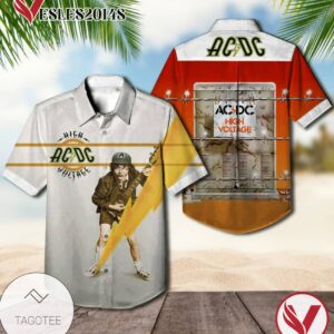 Ac Dc High Voltage Album Cover Hawaiian Shirt, Best Gift For Music Lovers Vesles2014S