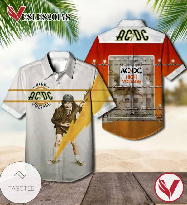 Ac Dc High Voltage Album Cover Hawaiian Shirt, Best Gift For Music Lovers Vesles2014S