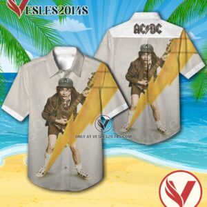 Ac Dc High Voltage Album Cover Style 2 Hawaiian Shirt, Unique Gifts For Music Lovers - Vesles2014S