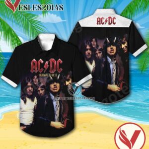 Ac Dc Highway To Hell Album Cover Style 2 Hawaiian Shirt, Unique Gifts For Music Lovers - Vesles2014S