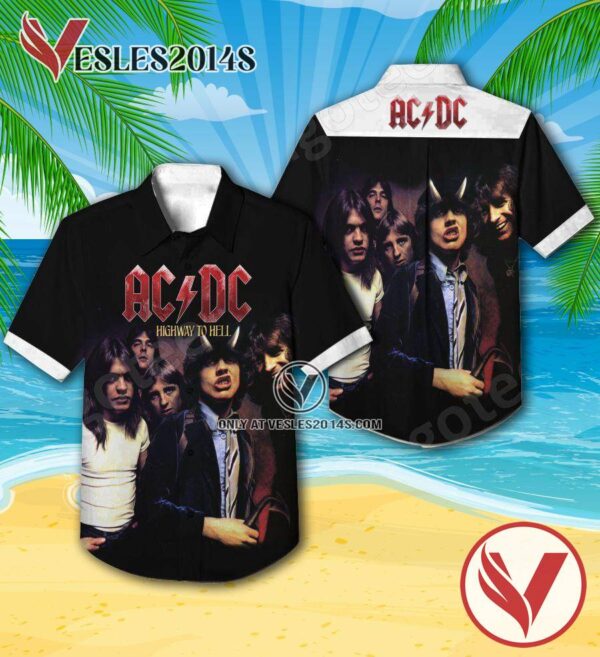 Ac Dc Highway To Hell Album Cover Style 2 Hawaiian Shirt, Unique Gifts For Music Lovers - Vesles2014S