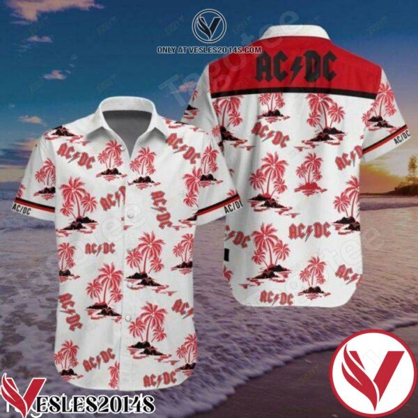 Ac Dc Red Palm Tree White Hawaiian Shirt jWj, Unique Gifts For Friends - Vesles2014S 1