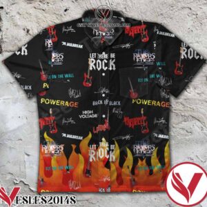 Ac Dc Rock Fire Signatures Black Hawaiian Shirt, Unique Gifts For Friends - Vesles2014S 1