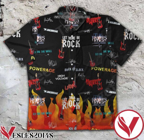 Ac Dc Rock Fire Signatures Black Hawaiian Shirt, Unique Gifts For Friends - Vesles2014S 1