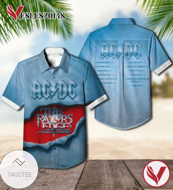 Ac Dc The Razors Edge Album Cover Hawaiian Shirt, Best Gift For Music Lovers Vesles2014S
