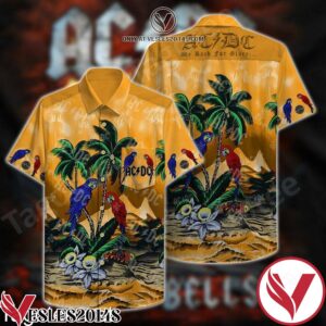 Ac Dc We Rock For Glory Parrot Flowers Hawaiian Shirt, Unique Gifts For Friends - Vesles2014S 1