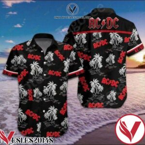 Ac Dc White Palm Tree Black Hawaiian Shirt o5D, Unique Gifts For Friends - Vesles2014S 1