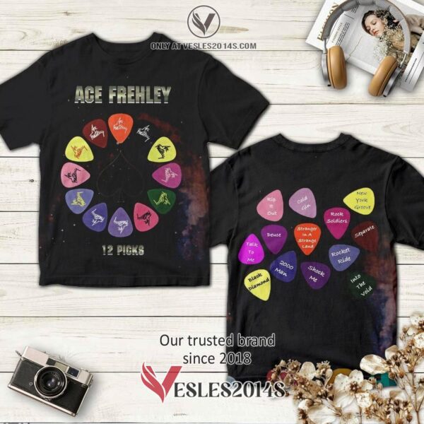 Ace Frehley-12 Picks Album 3D Shirt, Unique Gifts For Music Lovers - Vesles2014S