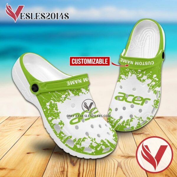 Acer Logo Crocs Clogs, Unique Footwear For Fans