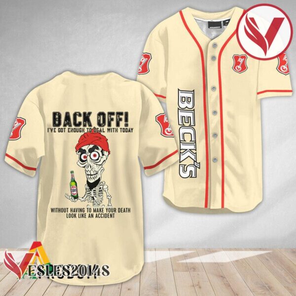 Achmed Back Off With Beck's Beer Baseball Jersey, Perfect Gifts For Fans - Vesles2014S 3
