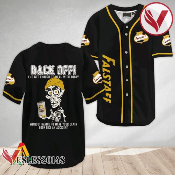 Achmed Back Off With Falstaff Beer Baseball Jersey, Perfect Gifts For Fans - Vesles2014S 3