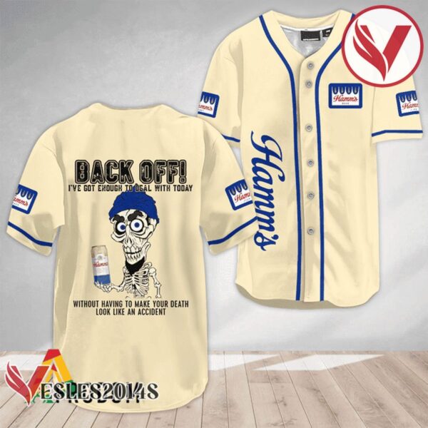 Achmed Back Off With Hamm's Beer Baseball Jersey, Perfect Gifts For Fans - Vesles2014S 3