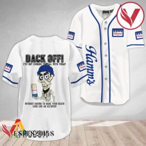 Achmed Back Off With Hamm's Beer Baseball Jersey, Perfect Gifts For Fans - Vesles2014S