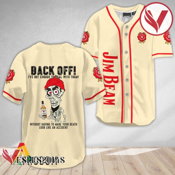 Achmed Back Off With Jim Beam Baseball Jersey, Perfect Gifts For Fans - Vesles2014S 3