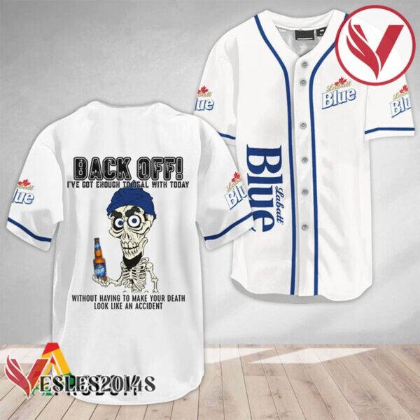 Achmed Back Off With Labatt Blue Beer Baseball Jersey, Perfect Gifts For Fans - Vesles2014S 3
