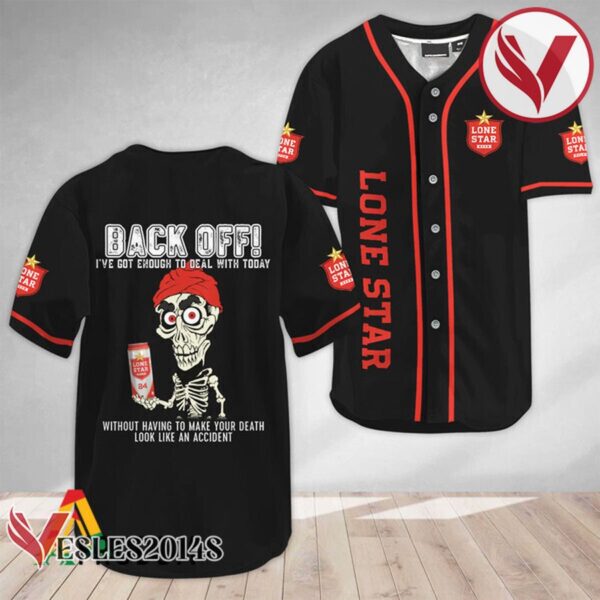 Achmed Back Off With Lone Star Beer Baseball Jersey, Perfect Gifts For Fans - Vesles2014S 3