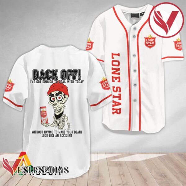 Achmed Back Off With Lone Star Beer Baseball Jersey, Perfect Gifts For Fans - Vesles2014S