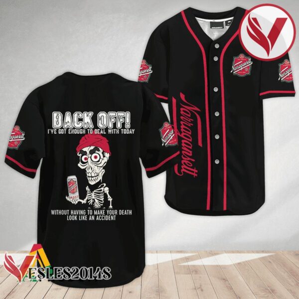 Achmed Back Off With Narragansett Beer Baseball Jersey, Perfect Gifts For Fans - Vesles2014S 3